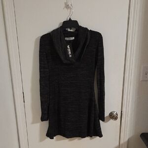 Doublju Charcoal Knit Cowl Neck Dress